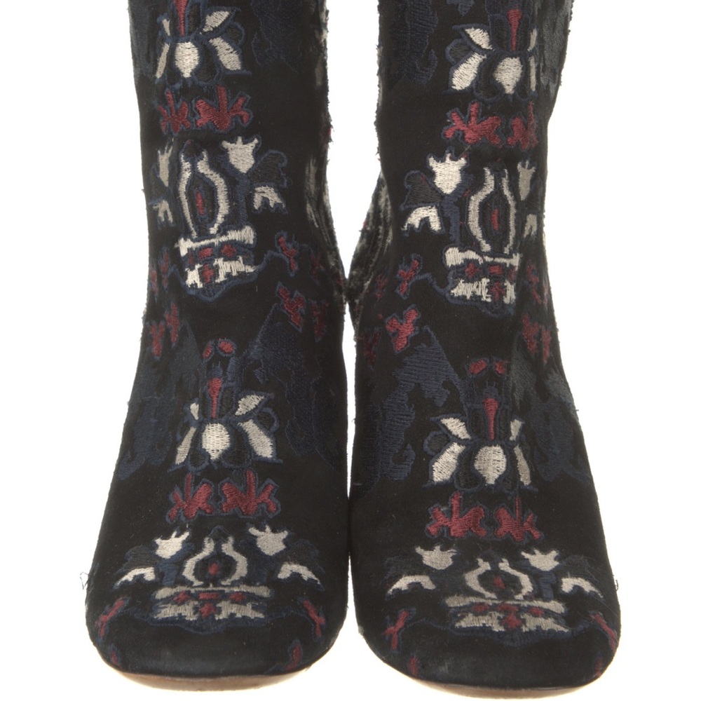 Isabel Marant Boots Guya Embroidered Black Chunky Heel Zip Size 38 (US 8) - Picture 3 of 6